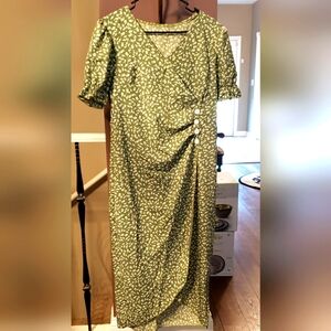 Beautiful green and white floral dress